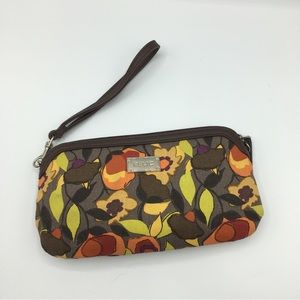 Relic Yellow Floral Wristlet Wallet Brown Faux Leather Never Used